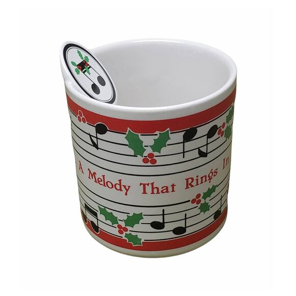 Christmas Melody Rings In Every Heart Coffee Mug - Musical Notes Musician Cup - Picture 4 of 6